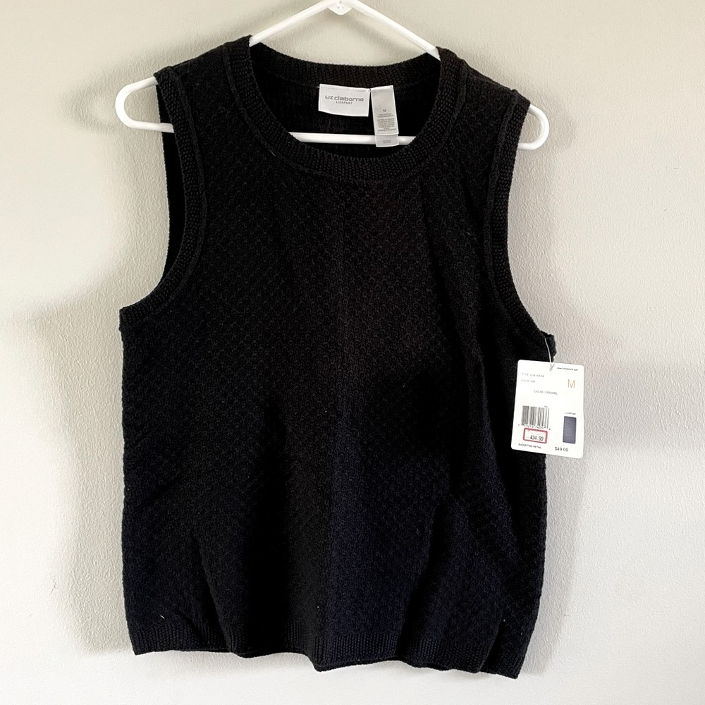 Liz Claiborne Lizsport Black Cotton Sweater Vest